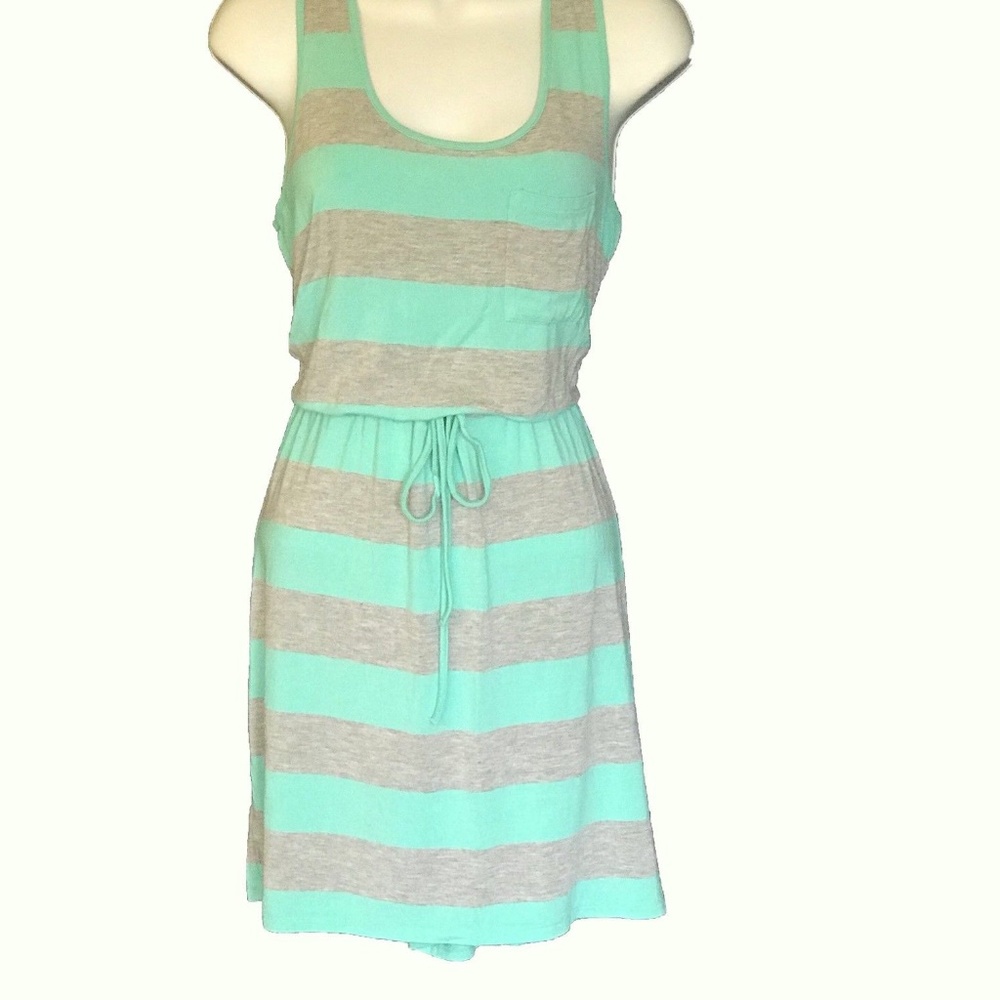 Olive & Oak Green & Gray Knit Tank Striped Dress
